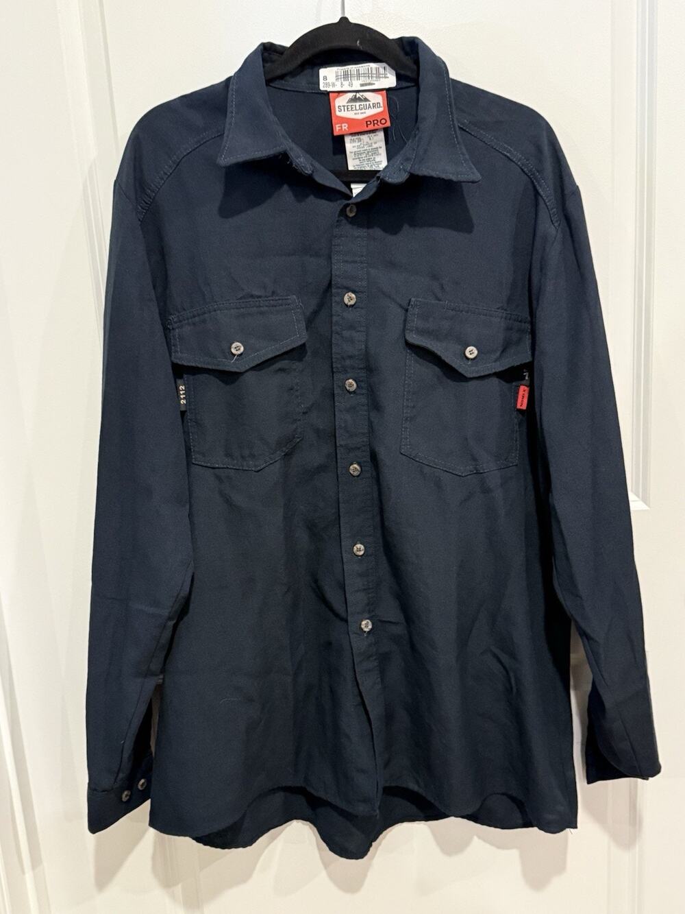 Steel Guard FR Pro Long Sleeve Navy Button Up Shirt Men's XL Nomex Made W Kevlar